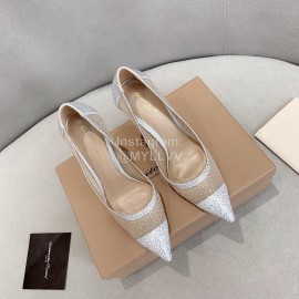 Gianvito Rossi Elegant Diamond Mesh Sheepskin High Heels For Women White