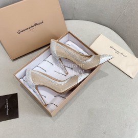 Gianvito Rossi Elegant Diamond Mesh Sheepskin High Heels For Women White