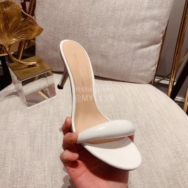 Gianvito Rossi Summer Leather High Heeled Slippers For Women White