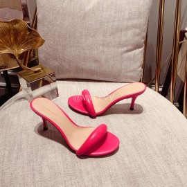 Gianvito Rossi Summer Leather High Heeled Slippers For Women Rose Red