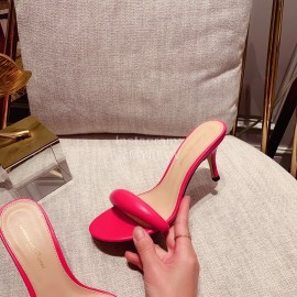 Gianvito Rossi Summer Leather High Heeled Slippers For Women Rose Red