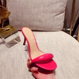 Gianvito Rossi Summer Leather High Heeled Slippers For Women Rose Red