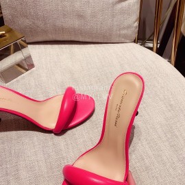 Gianvito Rossi Summer Leather High Heeled Slippers For Women Rose Red