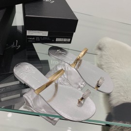 Giuseppe Zanotti New Sheepskin Flip Flops For Women Silver