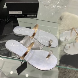 Giuseppe Zanotti New Sheepskin Flip Flops For Women Silver