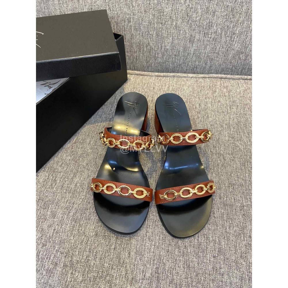 Giuseppe Zanotti New Summer Black Leather High Heel Slippers For Women 