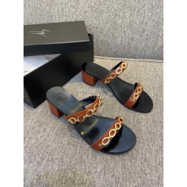 Giuseppe Zanotti New Summer Black Leather High Heel Slippers For Women 