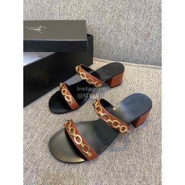 Giuseppe Zanotti New Summer Black Leather High Heel Slippers For Women 