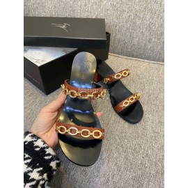 Giuseppe Zanotti New Summer Black Leather High Heel Slippers For Women 