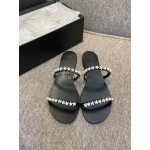 Giuseppe Zanotti New Summer Leather Black Slippers For Women 