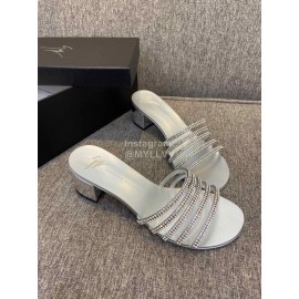 Giuseppe Zanotti New Summer Leather High Heel Slippers For Women Silver