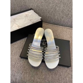 Giuseppe Zanotti New Summer Leather High Heel Slippers For Women Silver