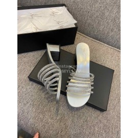 Giuseppe Zanotti New Summer Leather High Heel Slippers For Women Silver