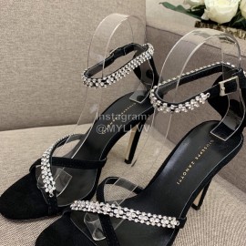 Giuseppe Zanotti Summer New Black Sheepskin High Heel Sandals For Women 
