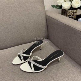 Giuseppe Zanotti Summer New Sheepskin High Heel Slippers For Women White