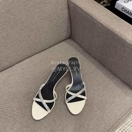 Giuseppe Zanotti Summer New Sheepskin High Heel Slippers For Women White