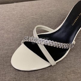 Giuseppe Zanotti Summer New Sheepskin High Heel Slippers For Women White