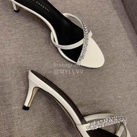 Giuseppe Zanotti Summer New Sheepskin High Heel Slippers For Women White