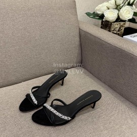 Giuseppe Zanotti Summer New Sheepskin High Heel Slippers For Women Black