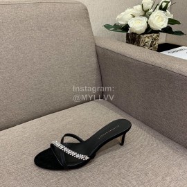 Giuseppe Zanotti Summer New Sheepskin High Heel Slippers For Women Black