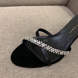Giuseppe Zanotti Summer New Sheepskin High Heel Slippers For Women Black