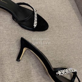 Giuseppe Zanotti Summer New Sheepskin High Heel Slippers For Women Black