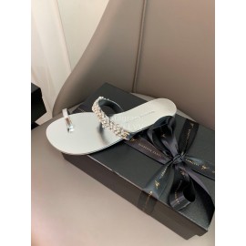 Giuseppe Zanotti New Simple Sheepskin Flip Flops For Women Silver 