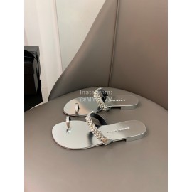 Giuseppe Zanotti New Simple Sheepskin Flip Flops For Women Silver 