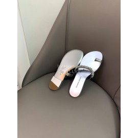 Giuseppe Zanotti New Simple Sheepskin Flip Flops For Women Silver 