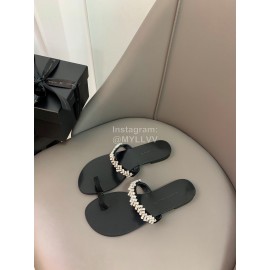 Giuseppe Zanotti New Simple Sheepskin Flip Flops For Women Black