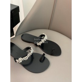 Giuseppe Zanotti New Simple Sheepskin Flip Flops For Women Black