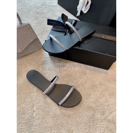 Giuseppe Zanotti New Simple Black Sheepskin Slippers For Women 