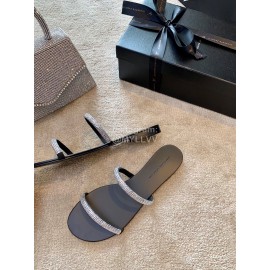 Giuseppe Zanotti New Simple Black Sheepskin Slippers For Women 