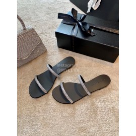 Giuseppe Zanotti New Simple Black Sheepskin Slippers For Women 