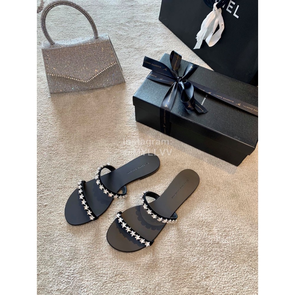 Giuseppe Zanotti New Simple Sheepskin Flat Heel Slippers For Women 