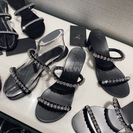 Giuseppe Zanotti Simple Sheepskin Star Diamond High Heel Slippers For Women 