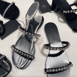 Giuseppe Zanotti Simple Sheepskin Star Diamond High Heel Slippers For Women 