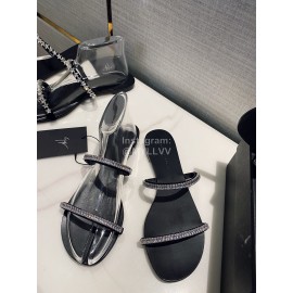 Giuseppe Zanotti Simple Sheepskin Diamond Flat Heel Slippers For Women 