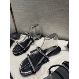 Giuseppe Zanotti Simple Sheepskin Diamond Flat Heel Slippers For Women 