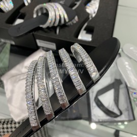 Giuseppe Zanotti Simple Sheepskin Diamond Flat Heel Slippers For Women Black