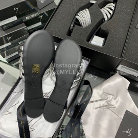 Giuseppe Zanotti Simple Sheepskin Diamond Flat Heel Slippers For Women Black