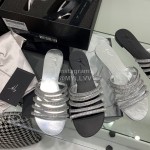 Giuseppe Zanotti Simple Sheepskin Diamond Flat Heel Slippers For Women Silver