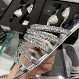 Giuseppe Zanotti Simple Sheepskin Diamond Flat Heel Slippers For Women Silver