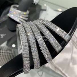 Giuseppe Zanotti Simple Sheepskin Diamond High Heel Slippers For Women Black