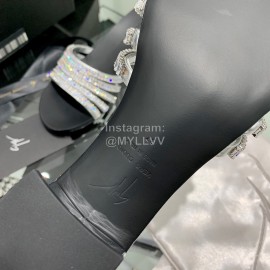 Giuseppe Zanotti Simple Sheepskin Diamond High Heel Slippers For Women Black