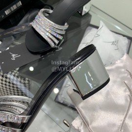 Giuseppe Zanotti Simple Sheepskin Diamond High Heel Slippers For Women Black