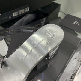 Giuseppe Zanotti Simple Sheepskin Diamond High Heel Slippers For Women Silver