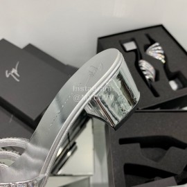Giuseppe Zanotti Simple Sheepskin Diamond High Heel Slippers For Women Silver
