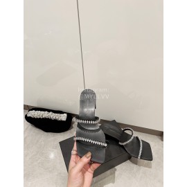 Giuseppe Zanotti Diamond Cowhide High Heeled Slippers Black For Women 