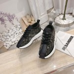Giuseppe Zanotti Diamond Cowhide Thick Soled Sneakers For Women Black